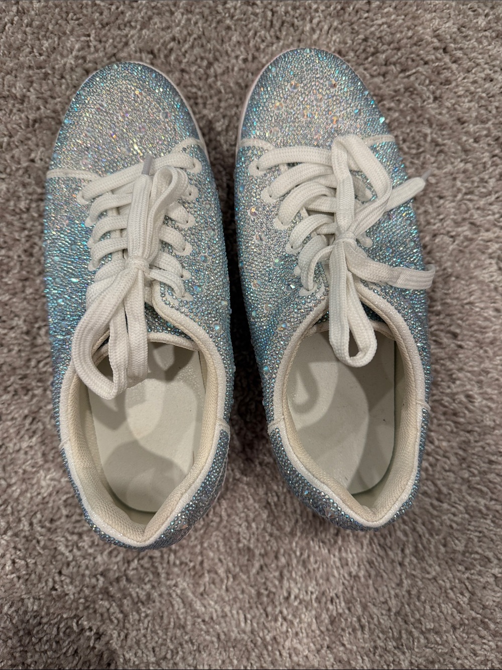 Sparkling Light Blue Lace-Up Women's Sneakers